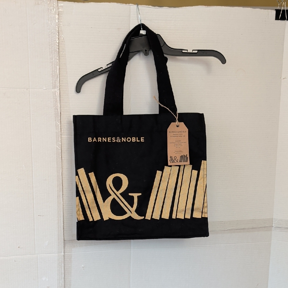 Barnes & Noble Black Books Grocery Tote with Gold Accents Roomy Chic Vacation
